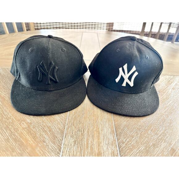 2 New York Yankees New Era 59Fifty fitted wool baseball hats size 7 3/8